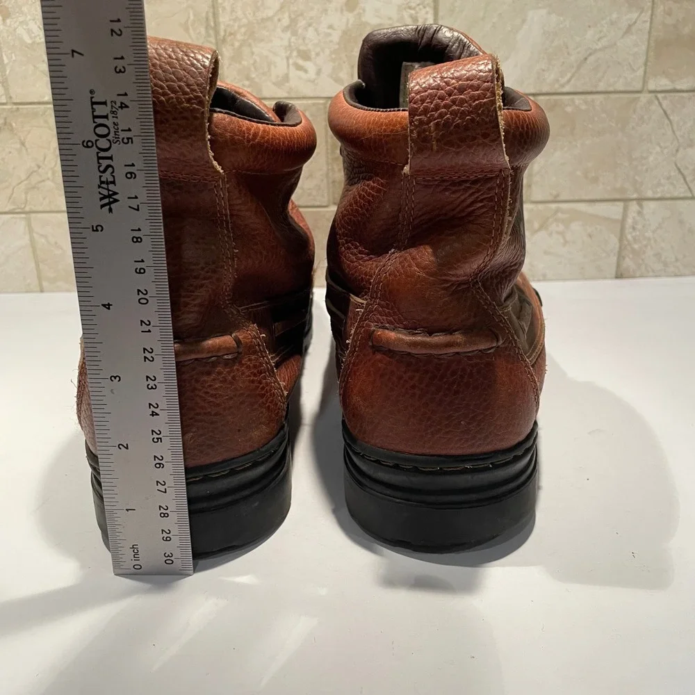 Justin Mens 991 Brown Pebbled Leather Chukka Moc Toe Lug Sole Boots Size 13M